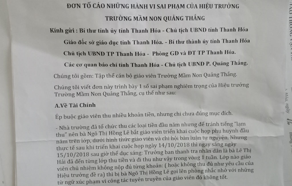 Tóm tắt sự việc tại Trường THCS Trần Quốc Toản, Cà Mau
